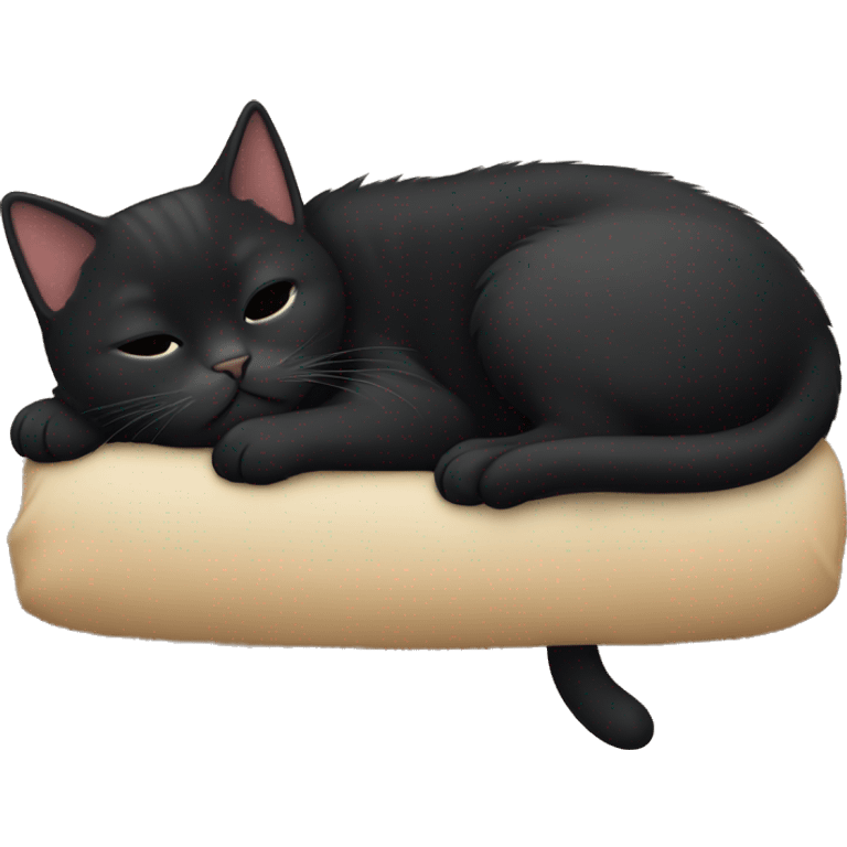 Black munchkin cat sleeping emoji