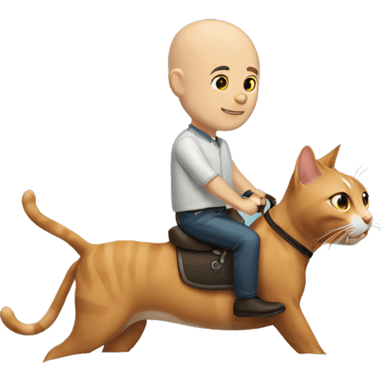 Bald-man-riding-calico-cat emoji