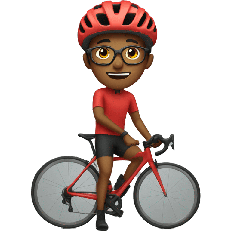 28 year old cyclist with glasses wearing red emoji