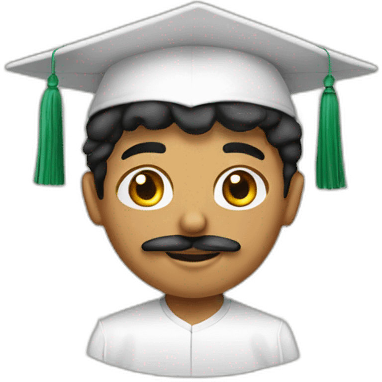 Arabic boy with curl and mustache graduation cap emoji