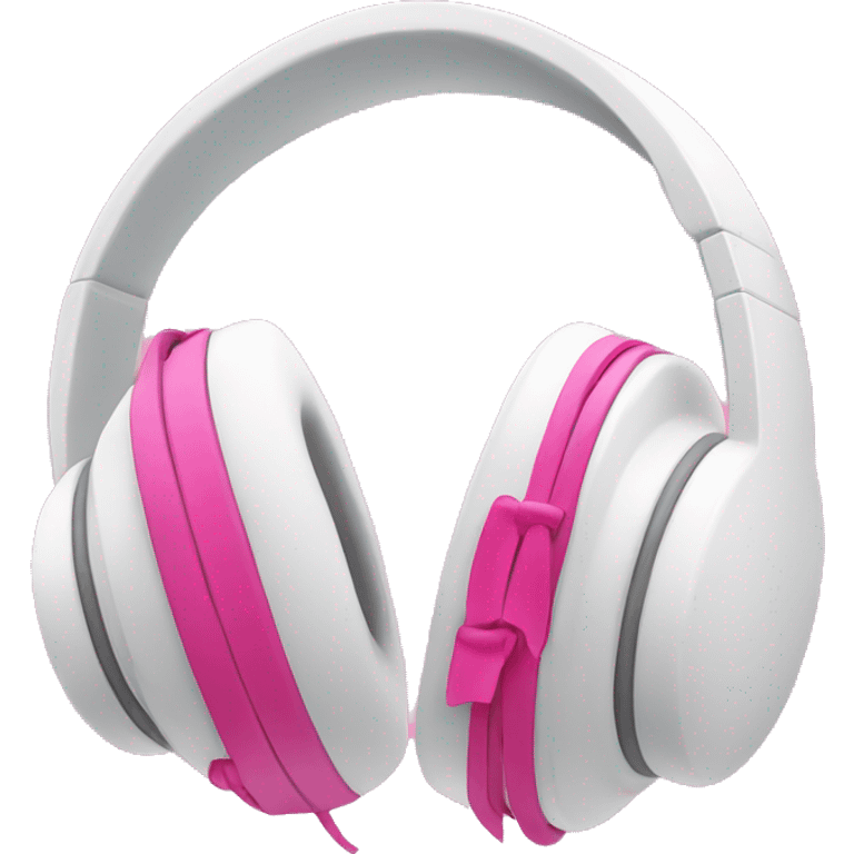 White headphones with pink bows on the sides emoji