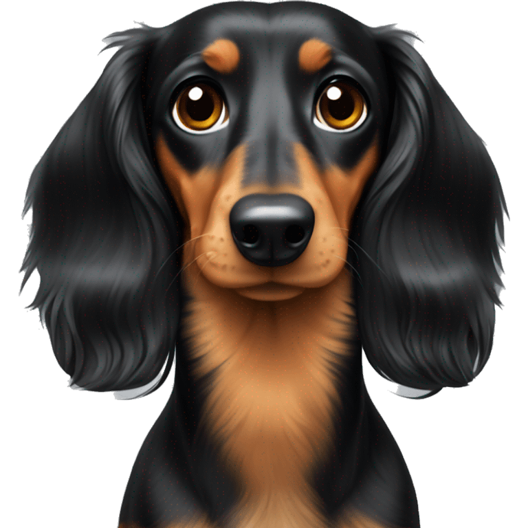 Long haired black and tan dachshund  emoji