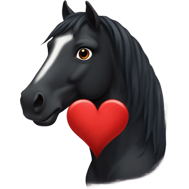 Black Horse centered inside a red heart emoji