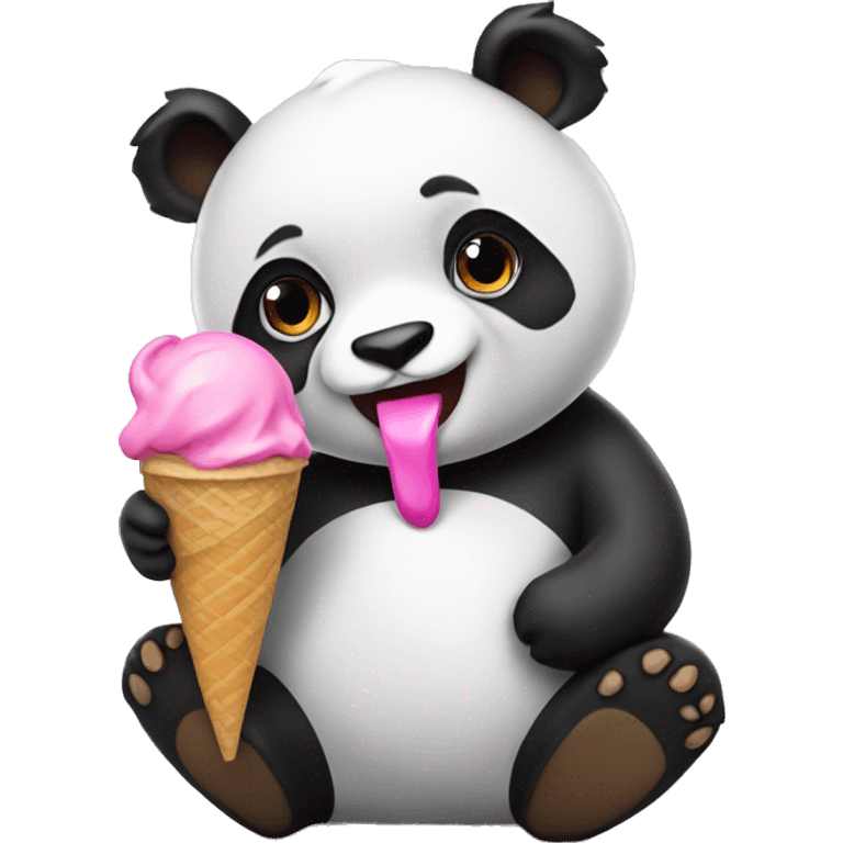 Panda eating ice cream pink emoji