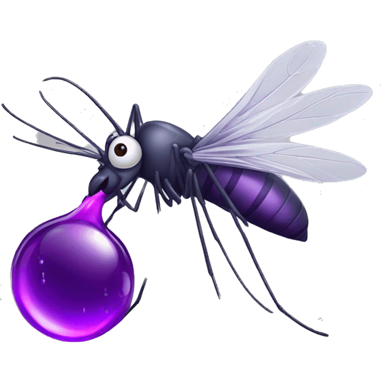 Adorable Mosquito sucking purple blood drop emoji