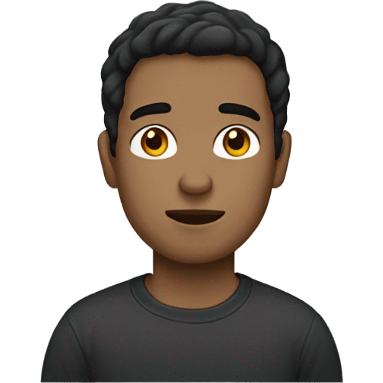 man with short dark brown hair, light skin, neutral expression, and wearing a dark t-shirt emoji