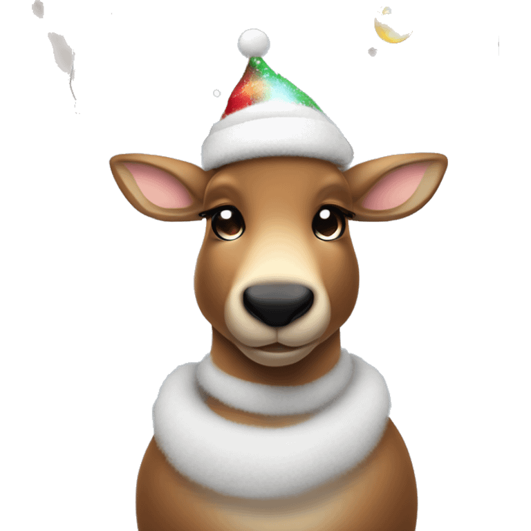 Christmas reindeer, listening to techno music, partying with disco balls and fairy lights in the antlers emoji