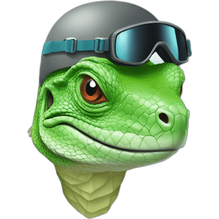 Snowboarding iguana emoji