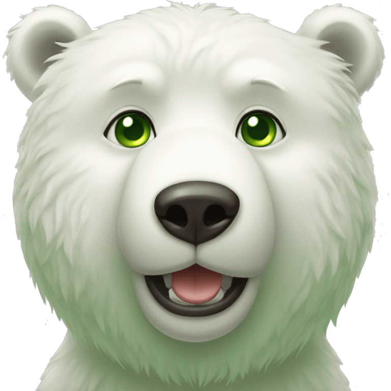 sweet white bear green eyes emoji