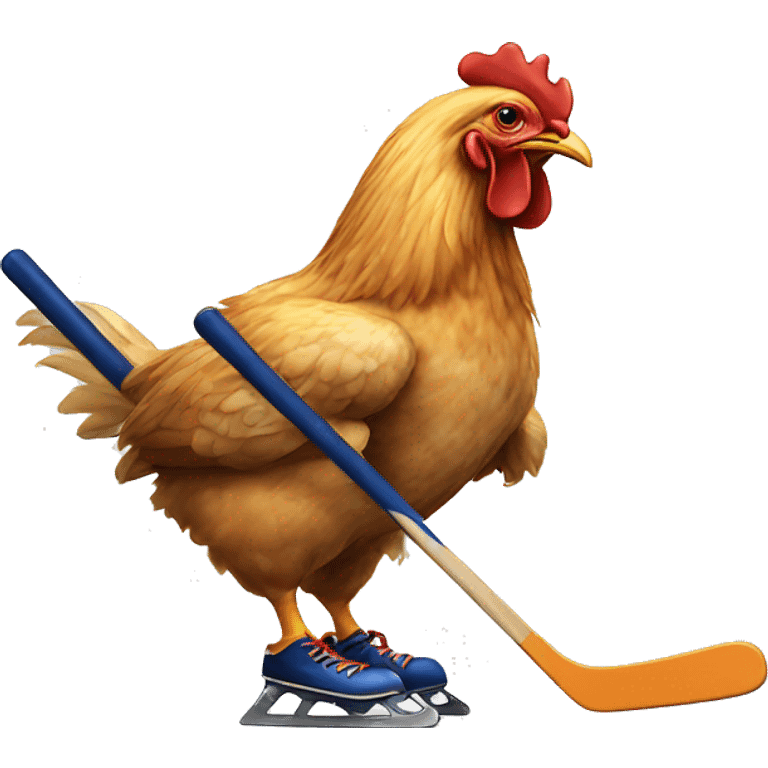 A chicken playing hockey emoji