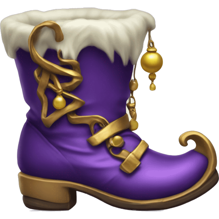 Realistic isolated royal purple elf boots with bells. emoji