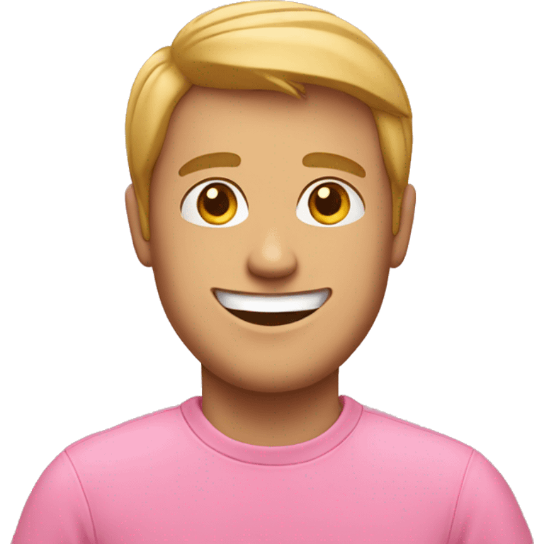 Smiling man in pink sweatshirt emoji