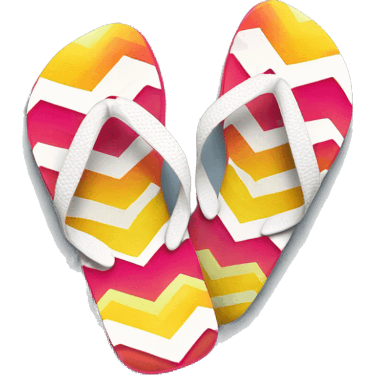 Realistic pair of chevron pattern summer flip flops isolated. emoji