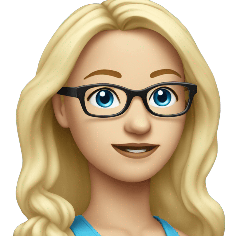 Real pretty blonde woman, blue eyes, wearing glasses - SIDE on emoji