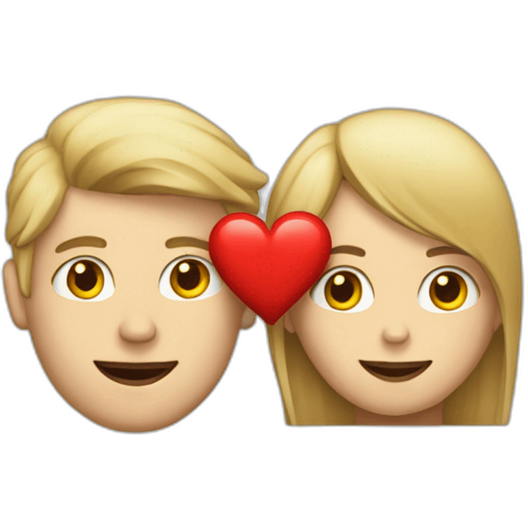 Blond man and brunette woman with love hart emoji