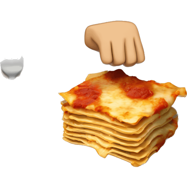 A fist punching a plate of lasagna  emoji