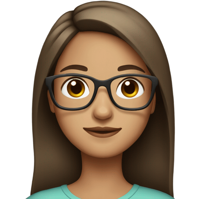 girl with straight brown hair and glasses  emoji