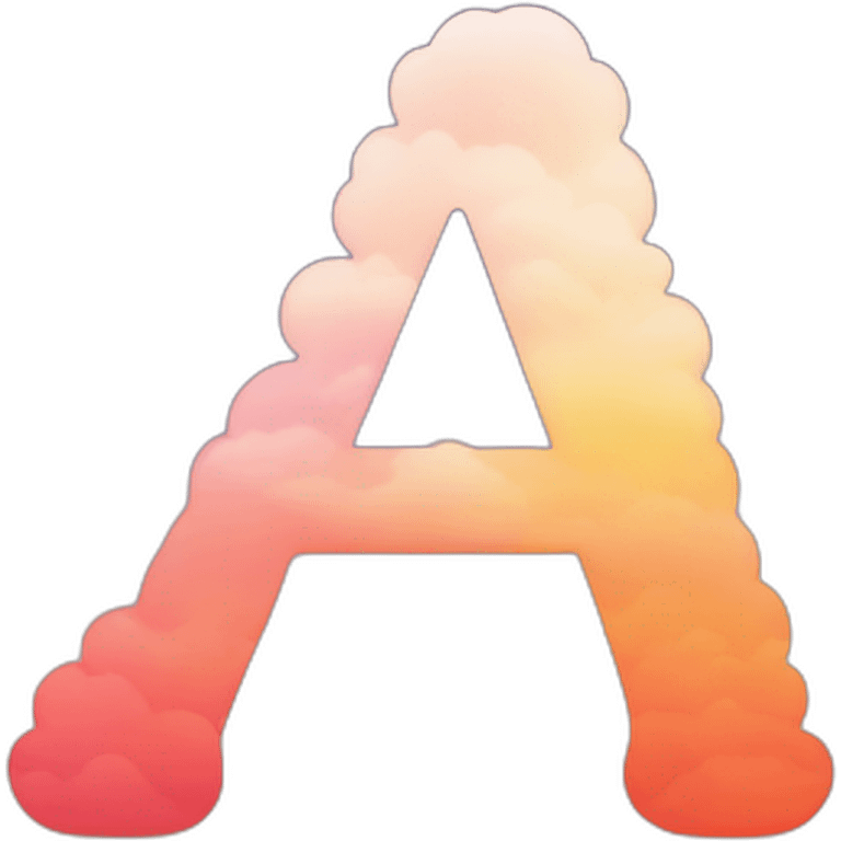 Letter A covered by clouds sunset colors emoji