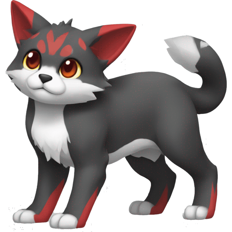 Cute cool black red white grey animal hybrid Fakemon full body emoji