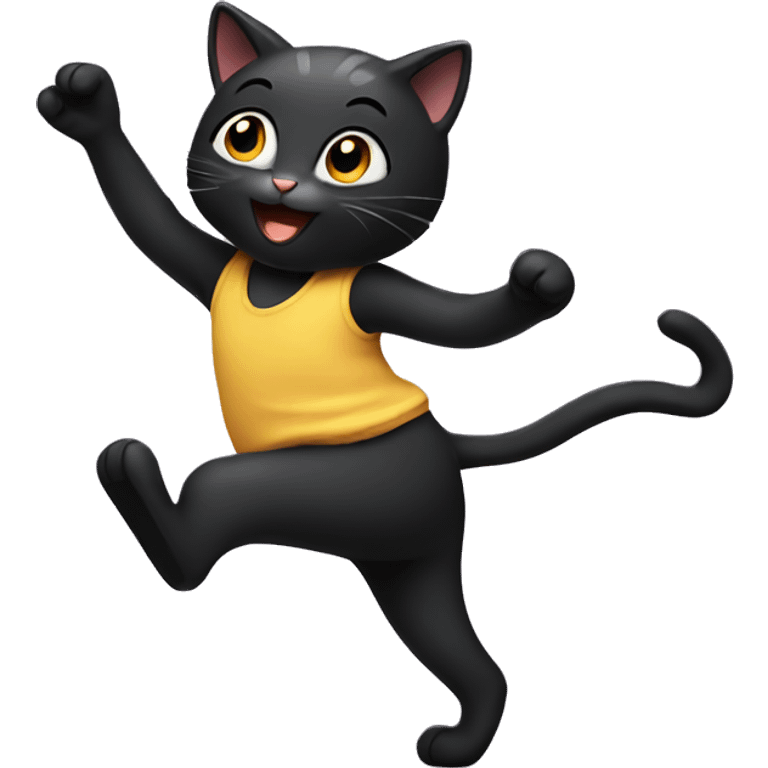 Black kitty dancing emoji