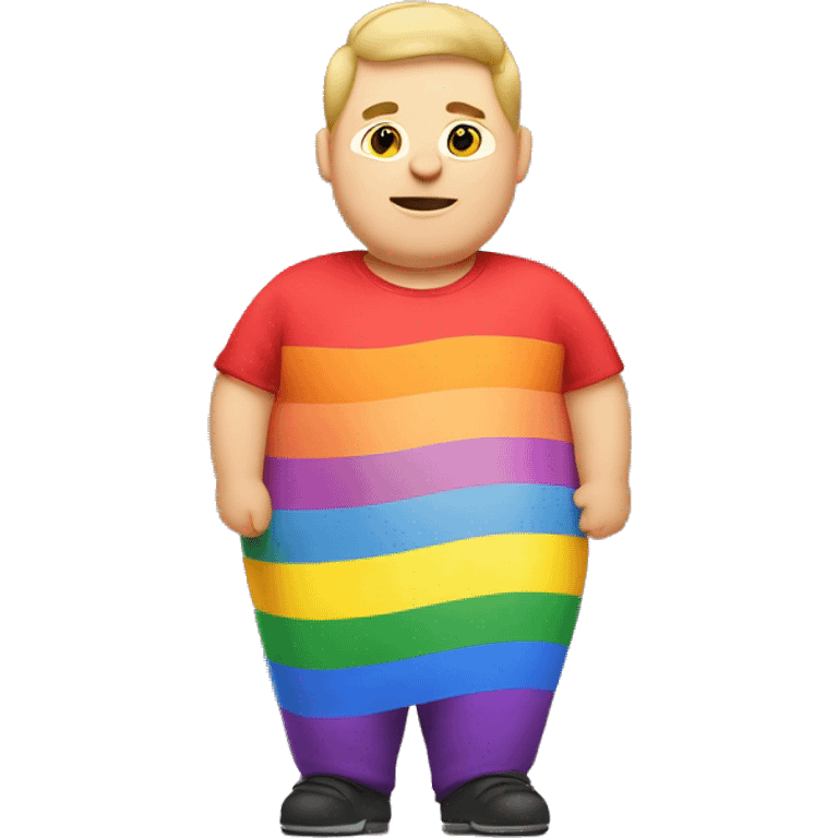 Individual Gay chubby man with pride flag emoji