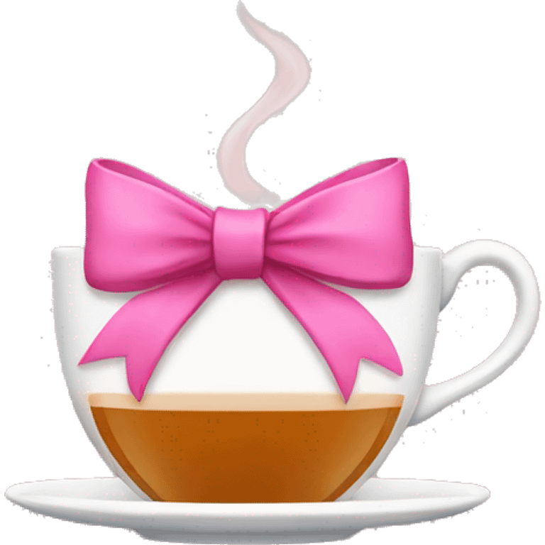 Cup of tea with pink bow emoji