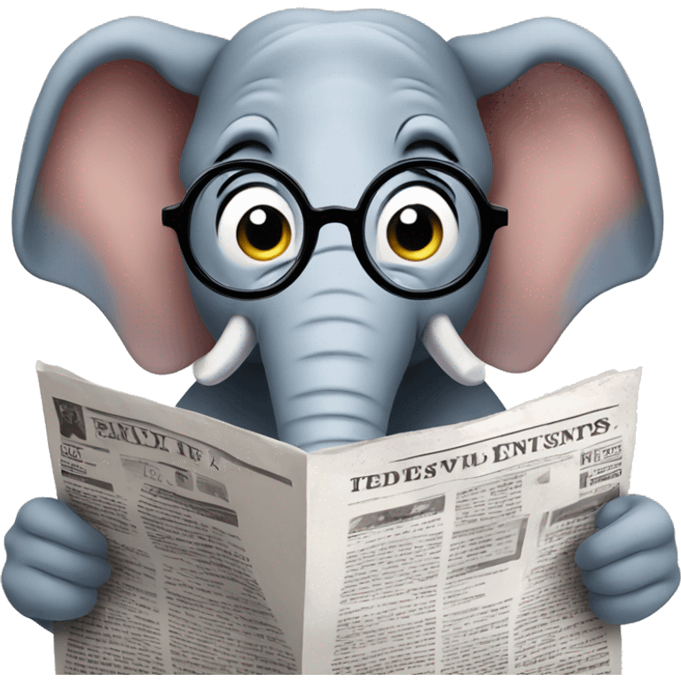 elephant with glasses reading the newspaper emoji