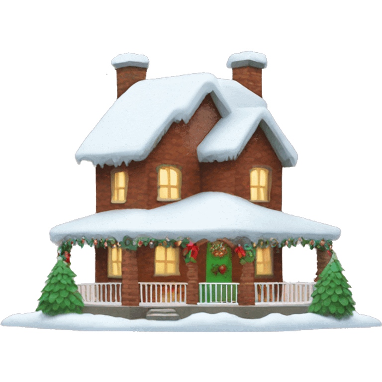 Christmas house with snow emoji