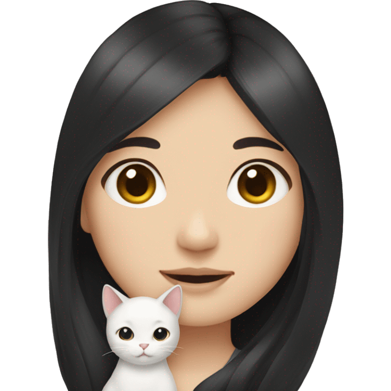 Korean girl with long black hair holding two cats emoji