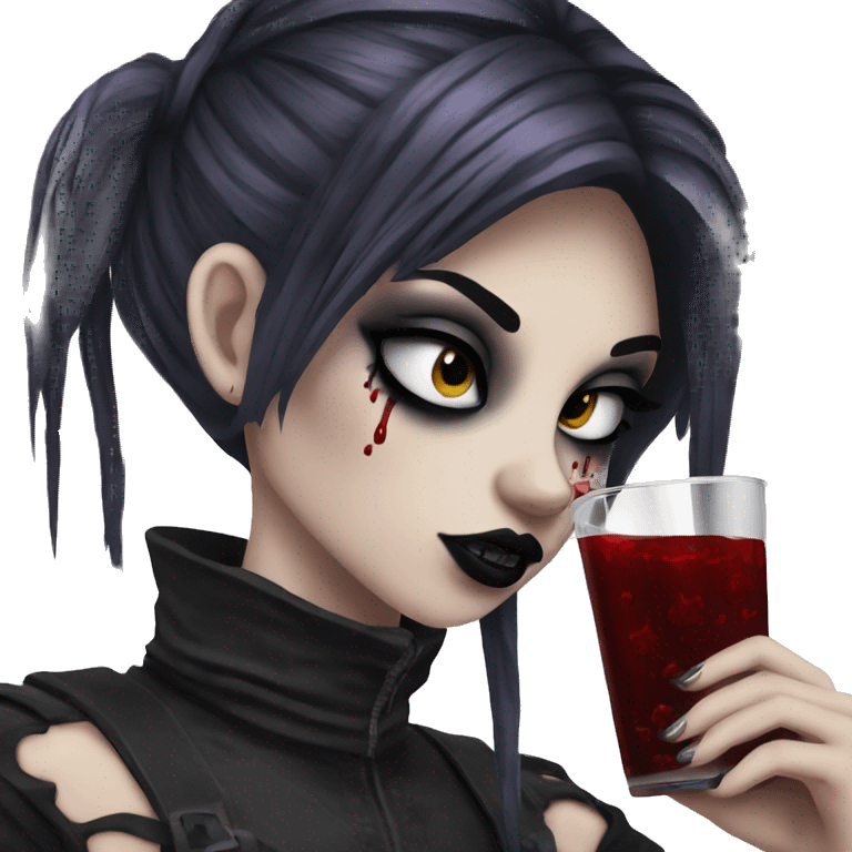 Cool goth girl drinking blood emoji