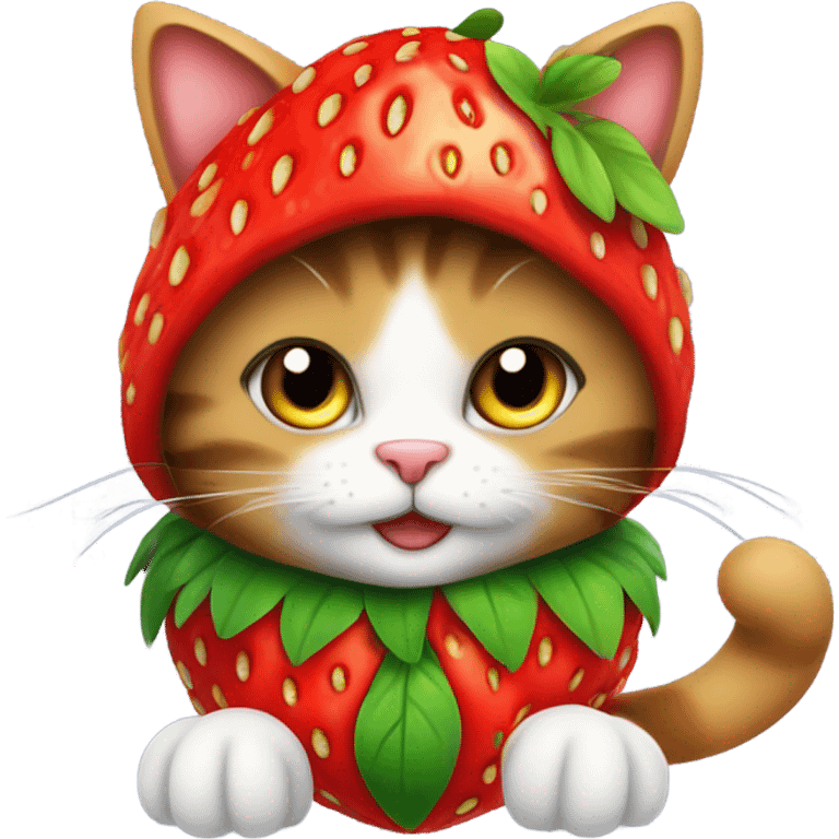 Cat wearing strawberry costume emoji