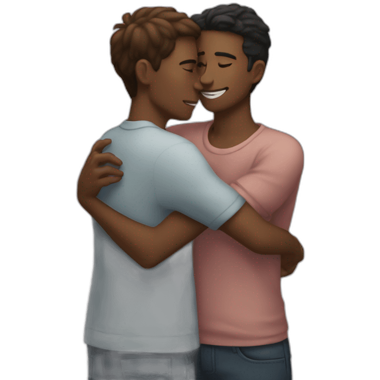 Teenage boyfriends hugging emoji