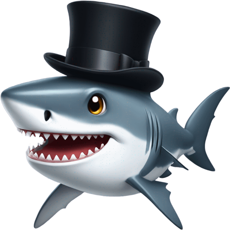 Shark with a top hat emoji