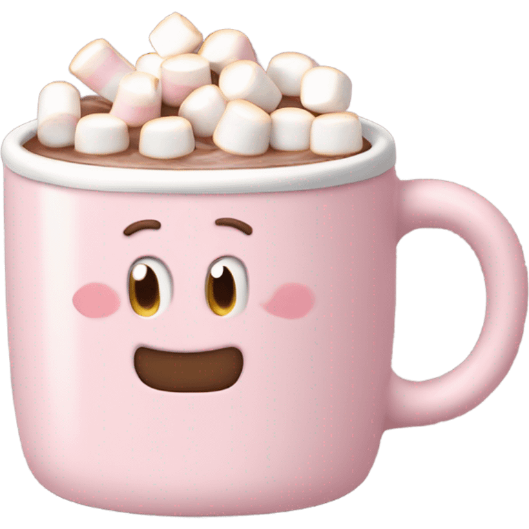 Light Pink mug of hot chocolate with marshmallows  emoji