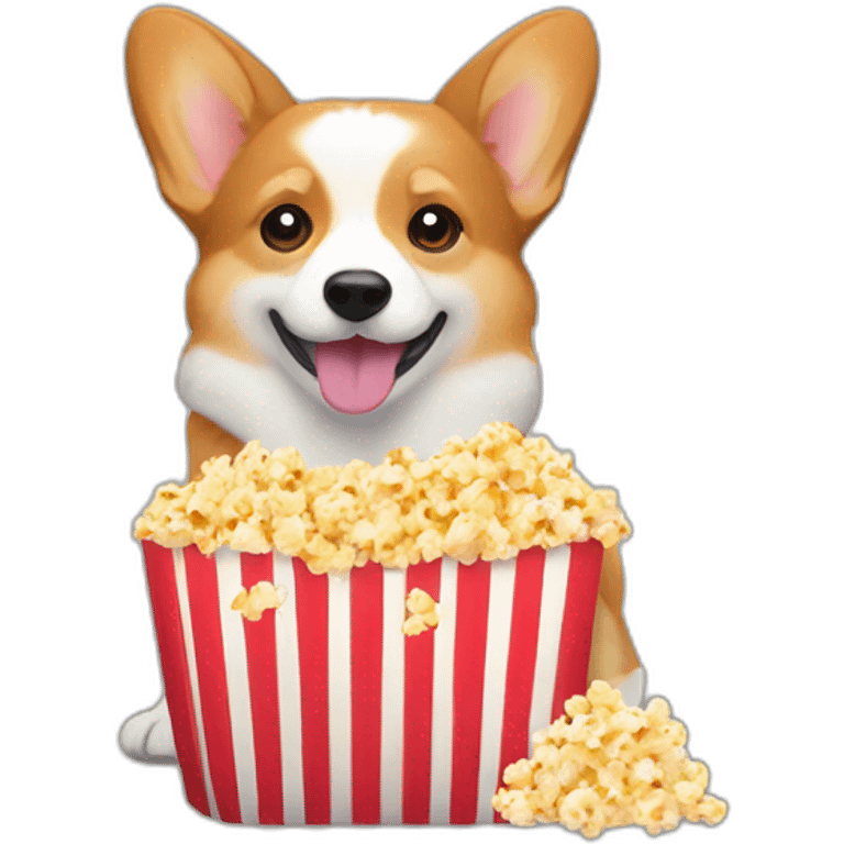 Corgi with popcorn basket emoji