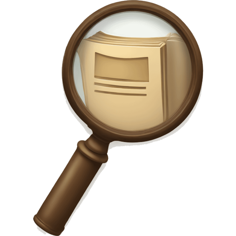 A book in beige tones with a magnifying glass on it emoji