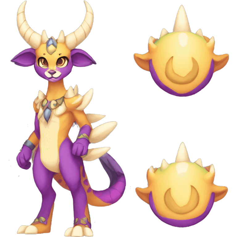 colorful anthro horned Royal vernid fursona Fakemon full body emoji