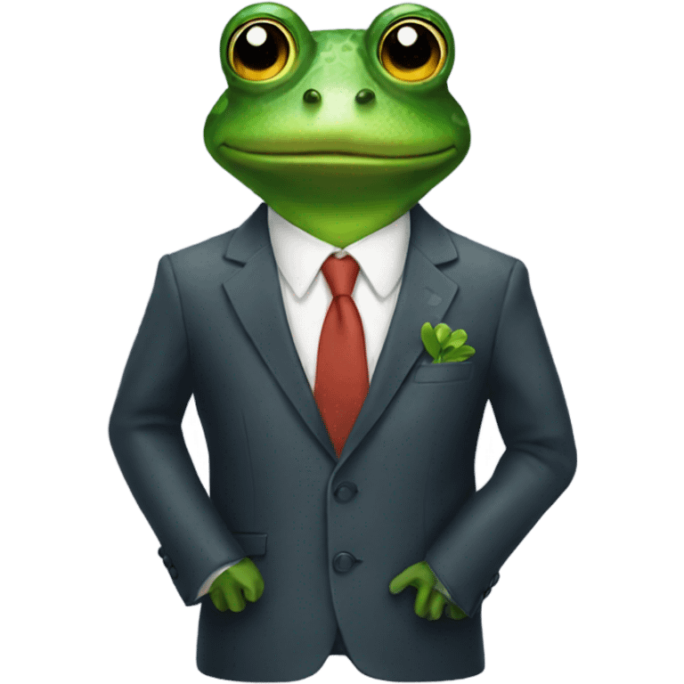 Frog wearing a suit emoji