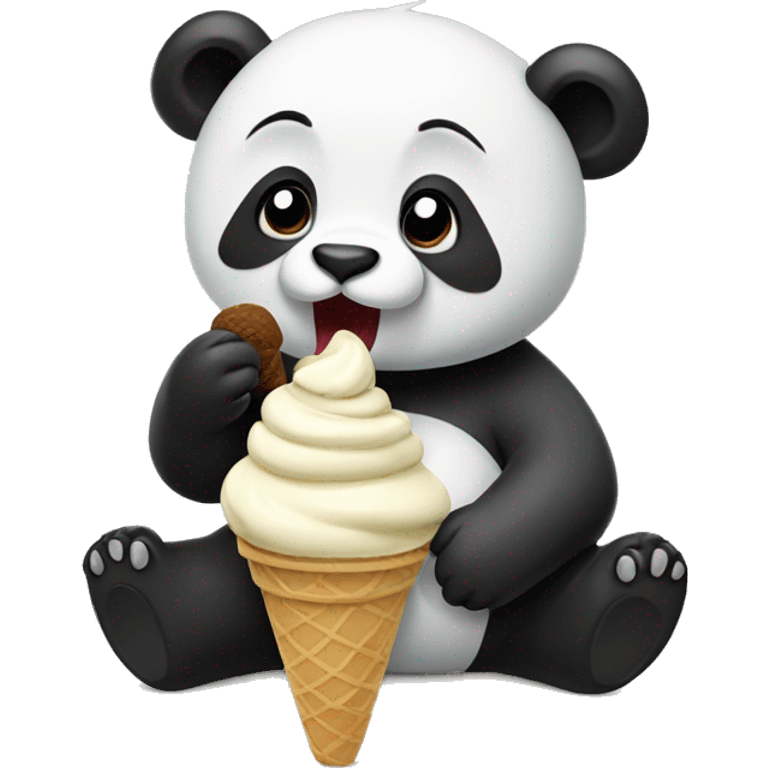 Panda eating ice cream emoji