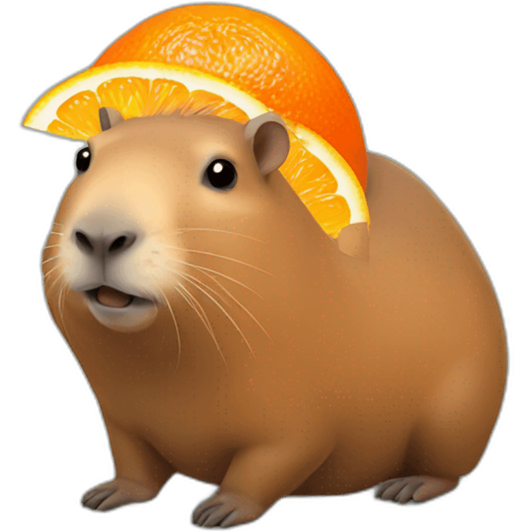 Capybara with an orange on head emoji