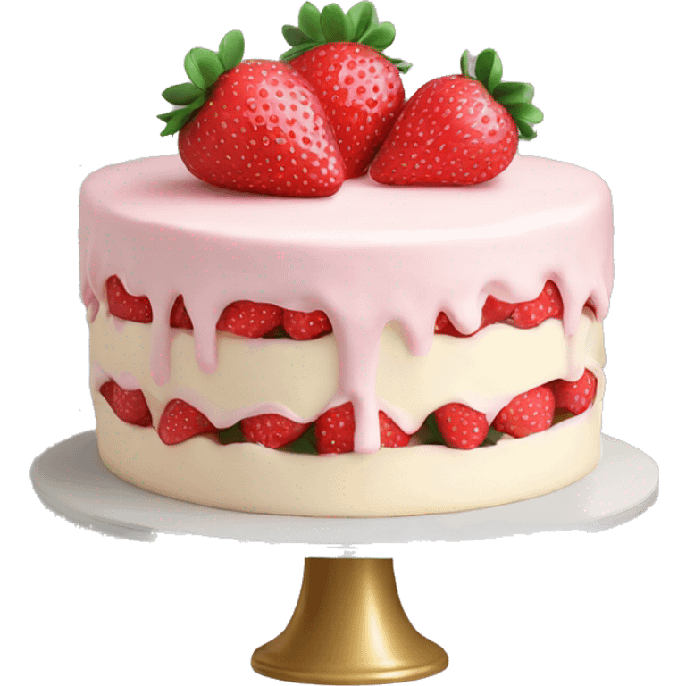 Light Pink strawberries and cream cake emoji