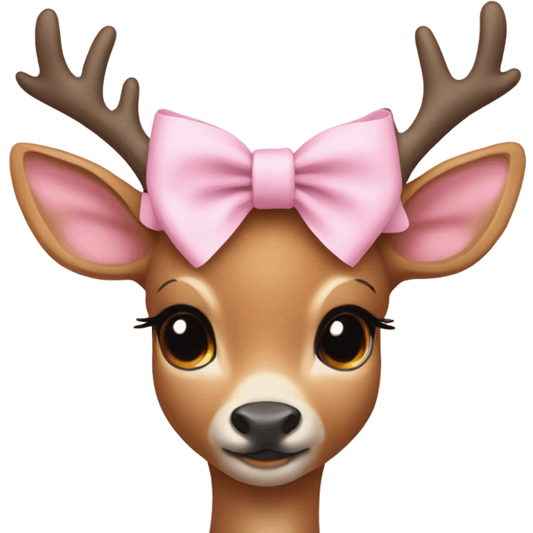 Coquette deer with baby pink bow emoji