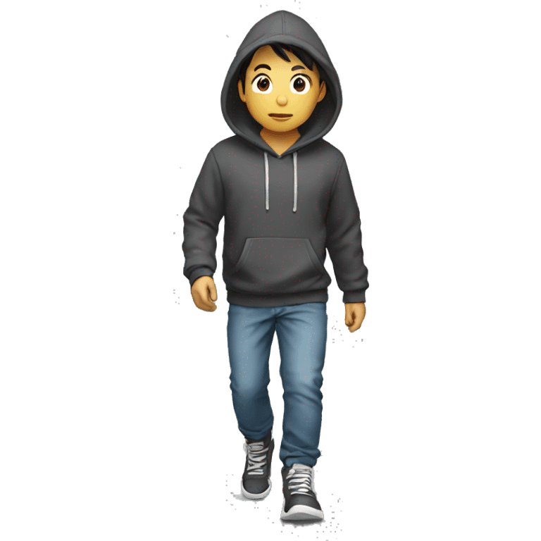 asian Boy in hoodie is walking  emoji