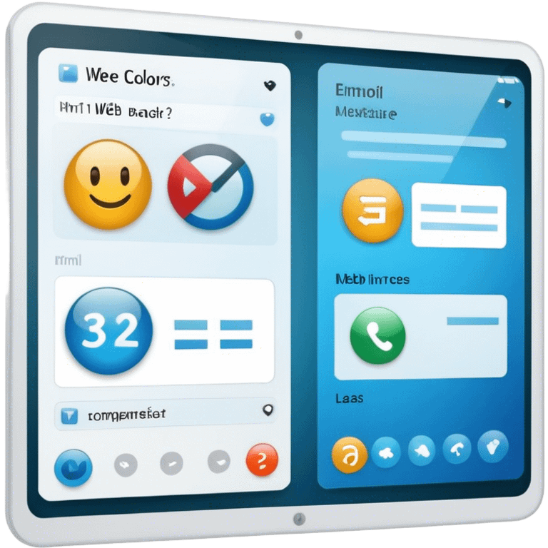 Create an emoji for UX/UI design. Show a program interface with two windows: one displaying HTML code, and the other showing the completed web interface. Use modern, professional colors. Do not include any emojis or smiley faces. Make the background transparent. emoji