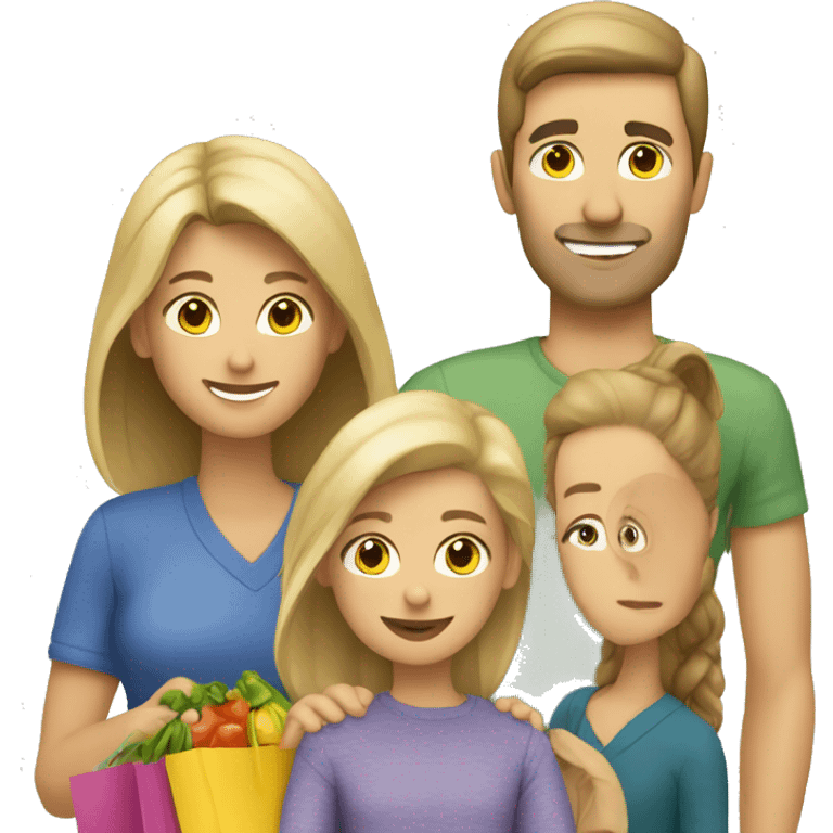 Caucasian family shopping emoji