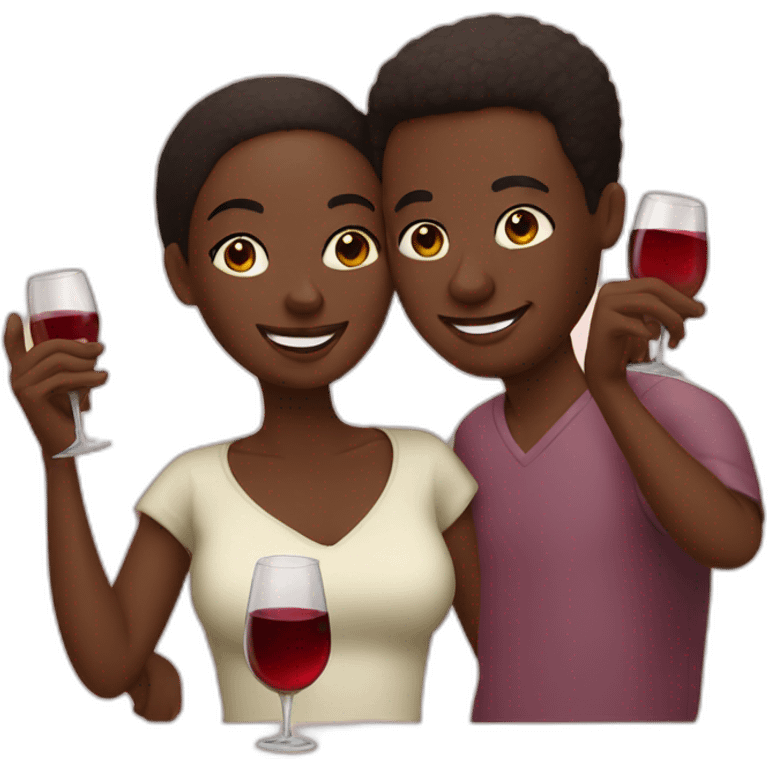 african couple drinking wine emoji