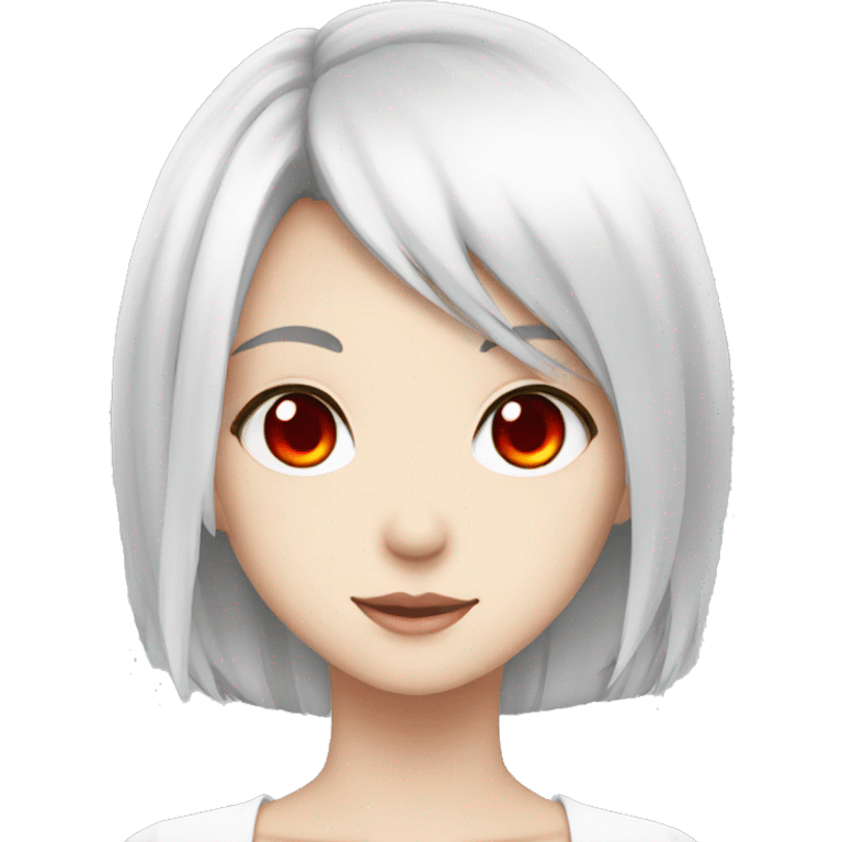 anime white hair girl with red eyes emoji