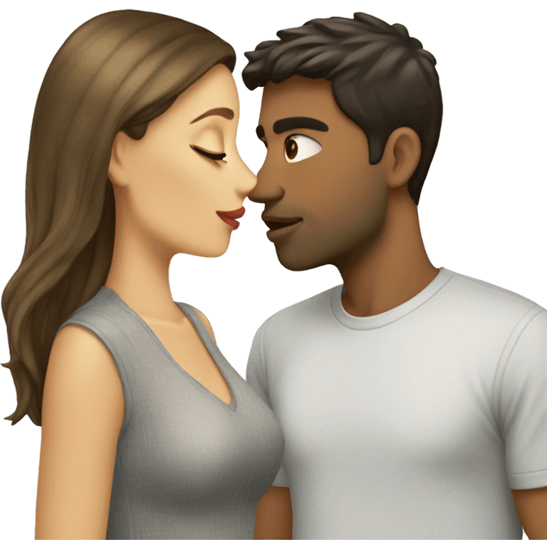 Brunette girl kissing blond guy emoji