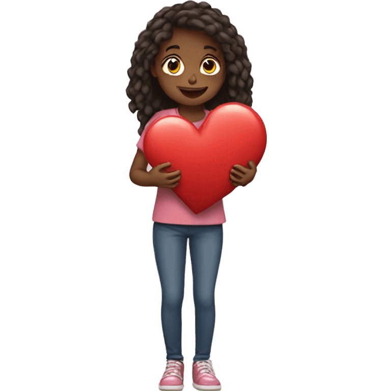 girl holding heart emoji