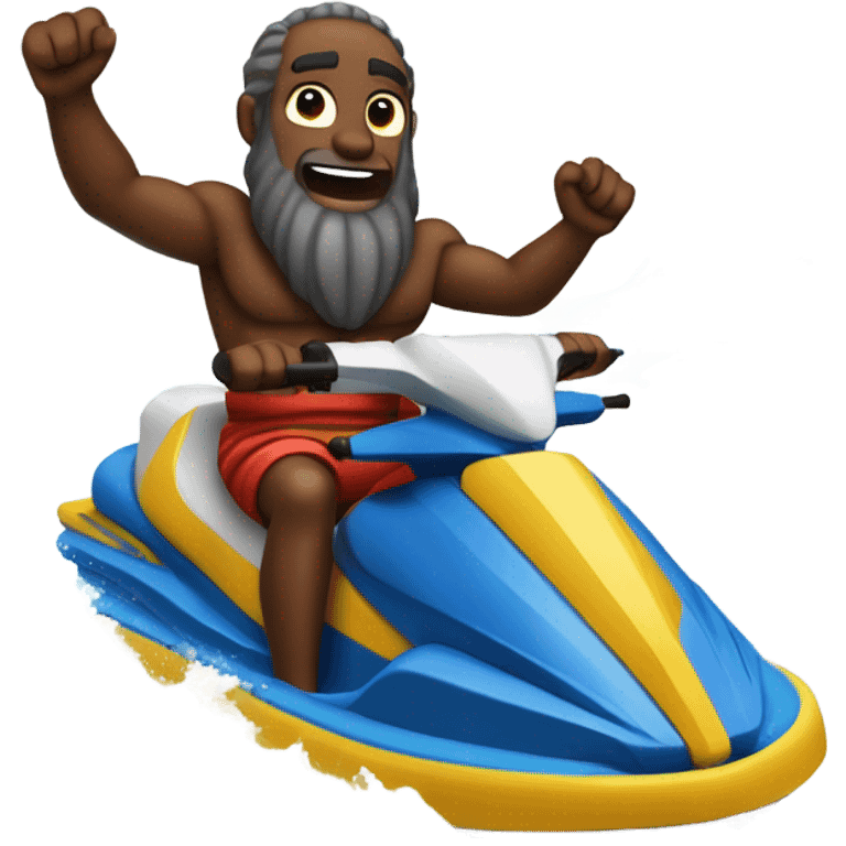 Moses on a jet ski in the middle of the parted Red Sea emoji